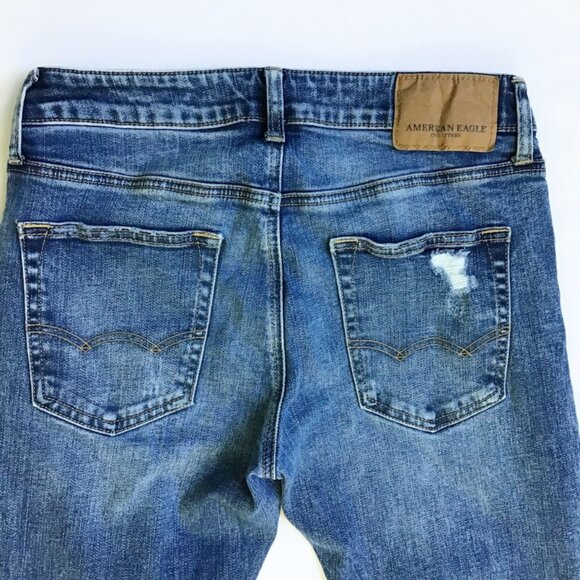 American Eagle Extreme & Next Level Flex Jeans Mens 29x30 Blue Denim Distressed - Picture 5 of 12